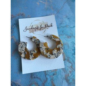 MARBLED Circle Statement Earrings NEW